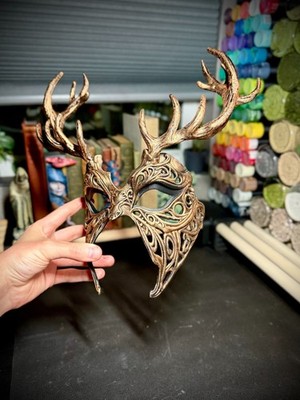 Unpainted - Stag Masquerade Mask - Cosplay - Renaissance Mask