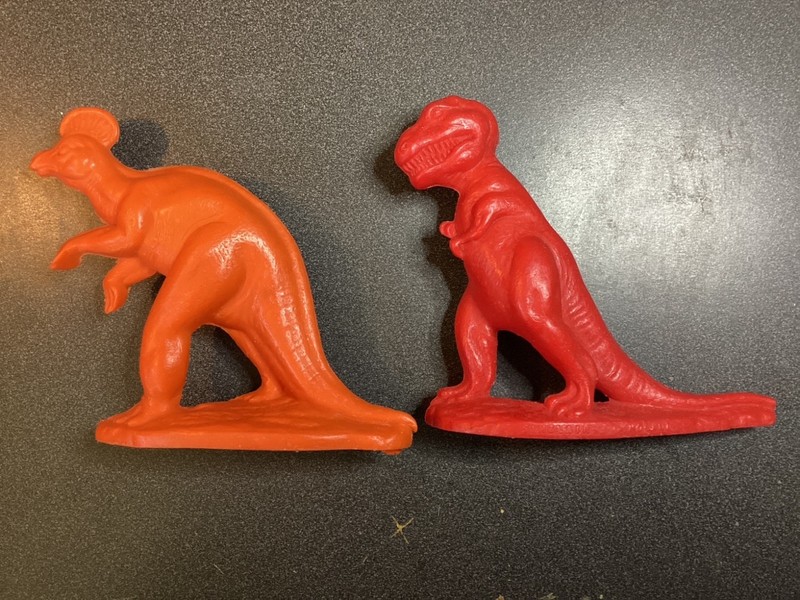 1964/65 NY Worlds Fair Sinclair Oil Dinosaur Tyrannosaurus Corythosaurus figures
