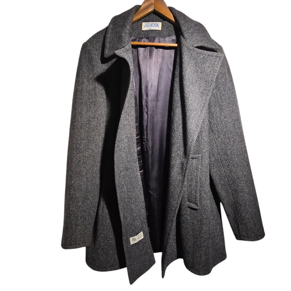 Chaqueta JG Hook Talla XL De Colección Hecha en EE. UU. Abrigo de Lana Pura Botón Azul Náutico  Foto 3 de 4