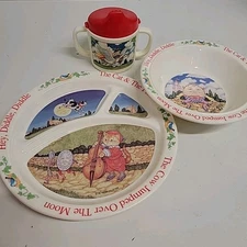 Vintage Child's Divided Plate Bowl Sippy Cup Humpty Dumpty Selandia Fraser Colle