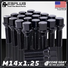 20pc Extended 14x1.25 Black Lug Bolts For Bmw X5x6 40mm Shank Cone Seat 20pc Extended 14x1.25 Black Lug Bolts For Bmw X5x6 40mm Shank Cone Seat