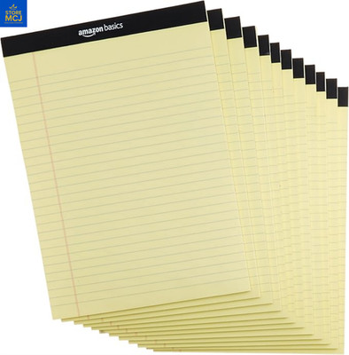 Amazon Basics Wide Ruled Notepads 8.5x11.75 Canary 600 Sheets 12 Pack