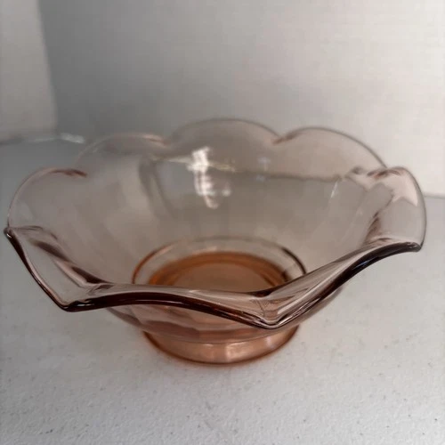 Scallop Edged Pink Depression Glass Bowl Vintage Unmarked Candy Dish
