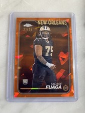 2024 Topps Chrome Sapphire Taliese Fuaga #296 Orange Sapphire Refractor /25 (RC)