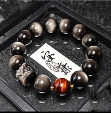 Natural Silver Obsidian Bracelet, Obsidian Be...