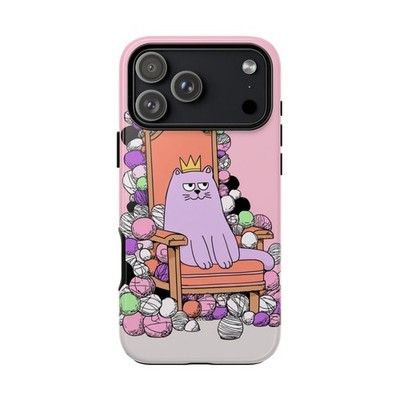For iPhone / Galaxy / Pixel | Phone Ink Case - Purple King Cat Yarn Balls