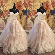 Gorgeous Wedding Dresses Sweetheart Ruffles Lace Appliques A Line Bridal Gowns