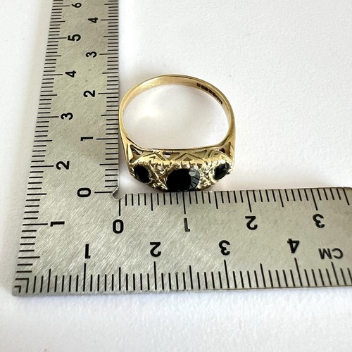 9ct Yellow Gold Sapphire Ring Cubic Zirconia Vintage Hallmarked 9K 375 Size Q - Picture 19 of 24