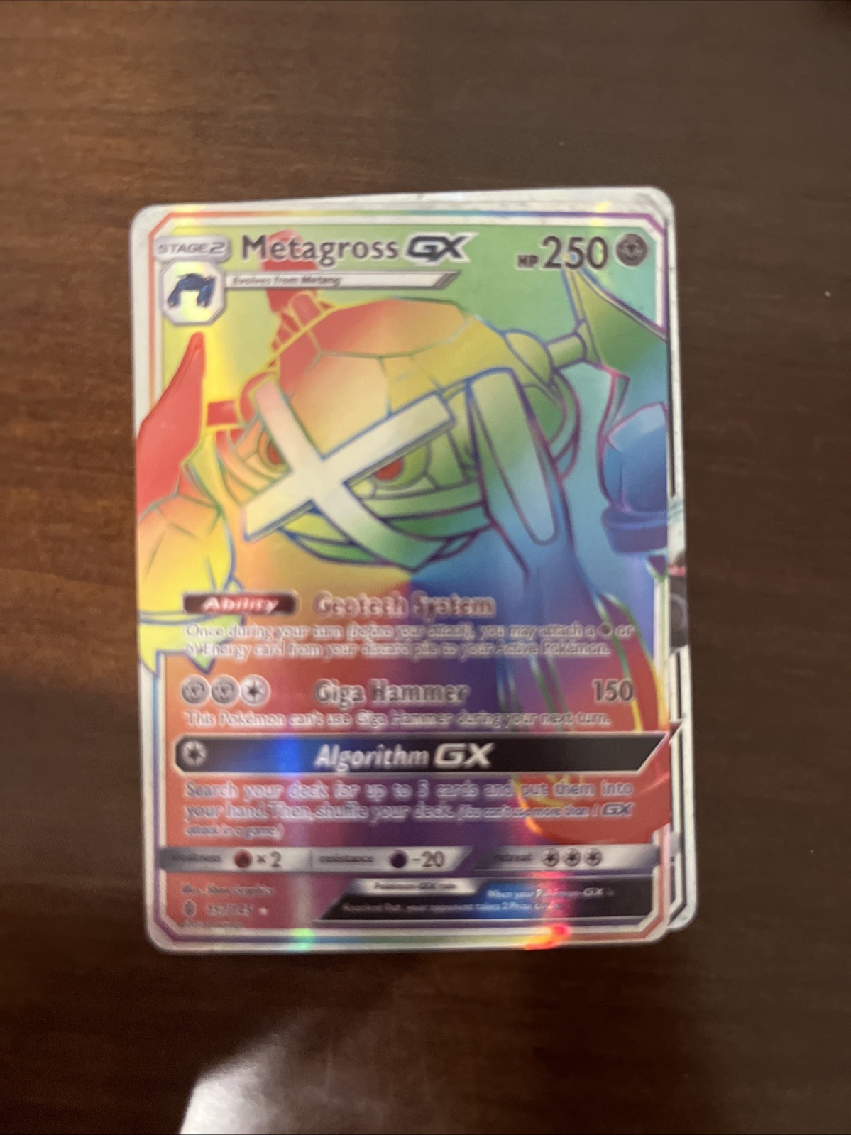 Pokemon TCG Metagross GX Guardians Rising 157/145 Rainbow Holo Rare NM