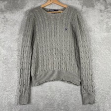 Polo Ralph Lauren Cable Knit Sweater Womens Large Pony Pima Cotton Cottagecore