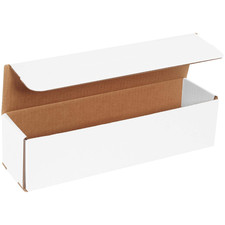 White Corrugated Cardboard Mailer Box, 13 1/2" L X 3 1/2" W X 3 1/2" H, Pack of