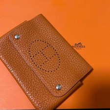 Hermes Orange Leather Card Case Pre-owned