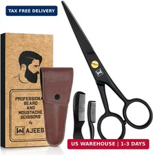 Mustache Beard Scissors for Men Professional 5" Stainless Steel Grooming ...