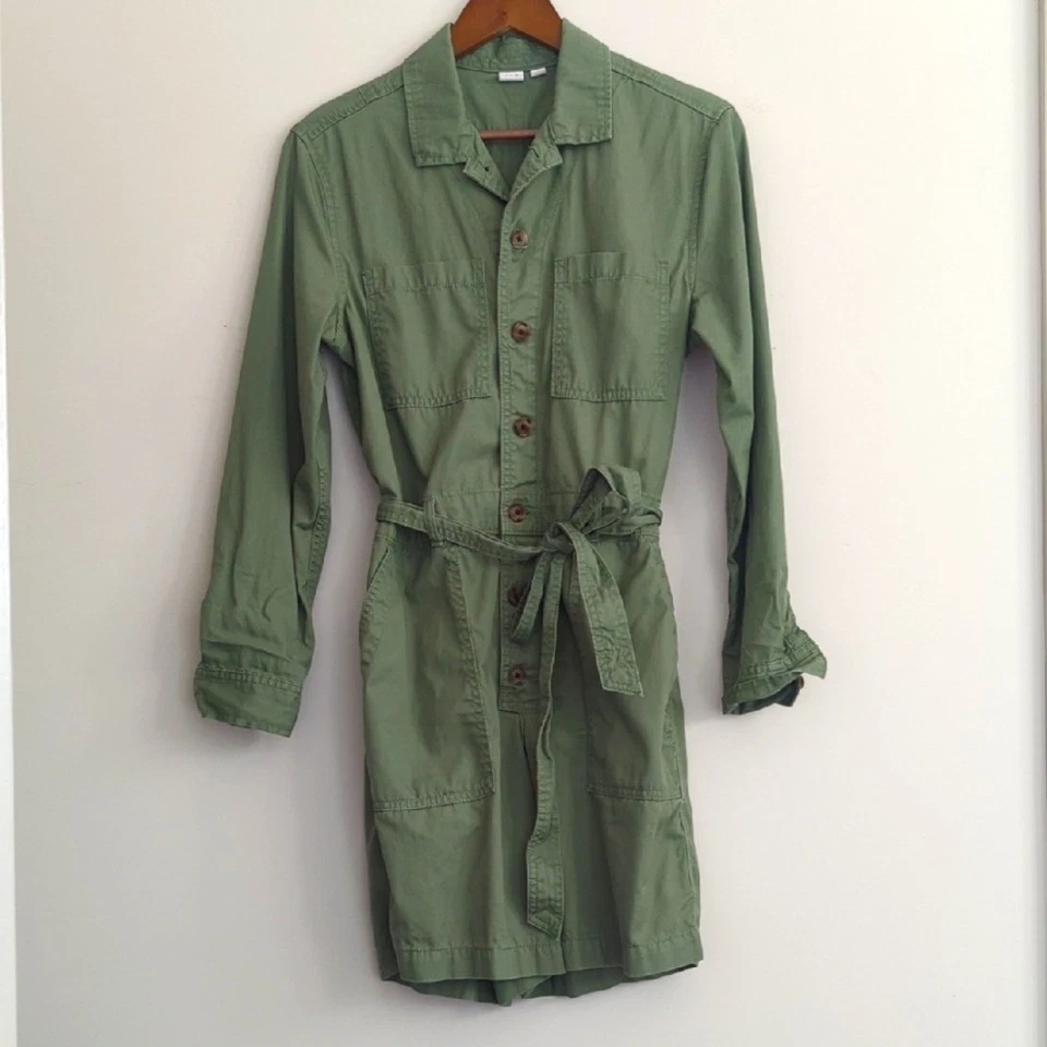 Mameluco utilitario manga larga Gap verde oliva bolsillos talla 4 algodón Foto 2 de 4