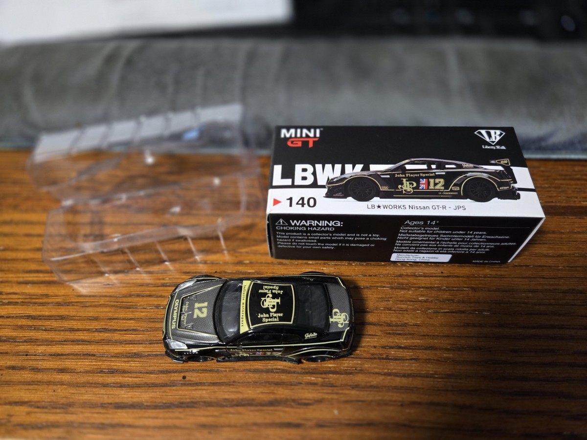 🔥Mini GT LBworks Nissan GT-R JPS #140 Nissan GT-R Black No Wing