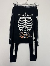 Cat  Jack Size 6 Kids Skeleton Pajama Set Black Halloween Glow In The Dark