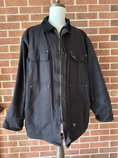Vintage Walls Blizzard Pruf Duck Canvas Work Jacket Quilted Lined Black 2XL