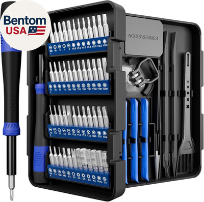 Small Precision Screwdriver Set 64-Piece with Torx, Triwing, Pentalobe, Electron