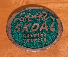 Vintage "SKOAL Chewing Tobacco" Oval Belt Buckle 80's