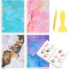 4 Pcs Sticker Collecting Book Album Storage Book Reusable Marbleized Sticker