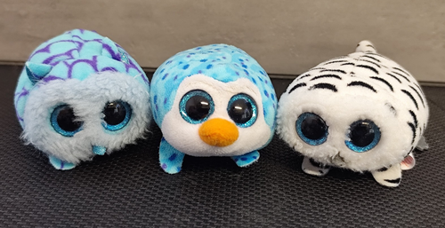 Ty Teeny 3 Glubschi Glitzerauge- Eule Mimi + Nellie u. Pinguin Gus- ca 10cm- TOP