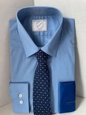 Men's Dress Shirt Tie Pocket Square Set Bespoke Slim Fit Size Medium NWT
