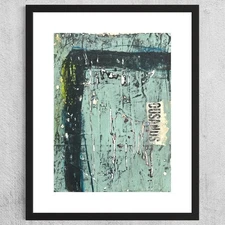 Original Grunge Minimalist Modern Art Collage Painting 8.5x11 "Prefigure" Signed