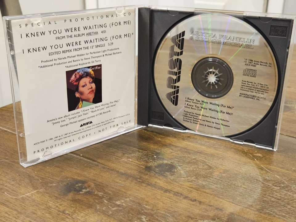 VINTAGE Aretha Franklin George Michael I Knew You Were Waiting For Me PROMO CD - Image 2 of 4