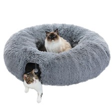 Large Cat Tunnel, Cat Tunnel Bed with Central Soft Mat and Dangling Balls, Co...