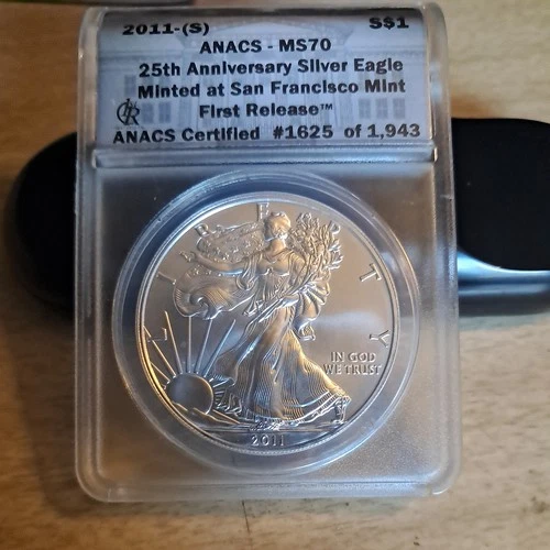 Flawless 2011-S 25th Anniversary $1 American Silver Eagle ANACS MS70 1st Release