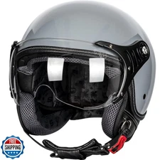 Yesmotor 3/4 Motorcycle Helmets Retro Open Face Vespa Scooters Helmet with Cl