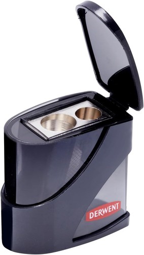 Derwent Twin Hole Pencil Sharpener, Black, 11.5mm & 8.25mm twin-hole, Black - 第 1/9 張圖片