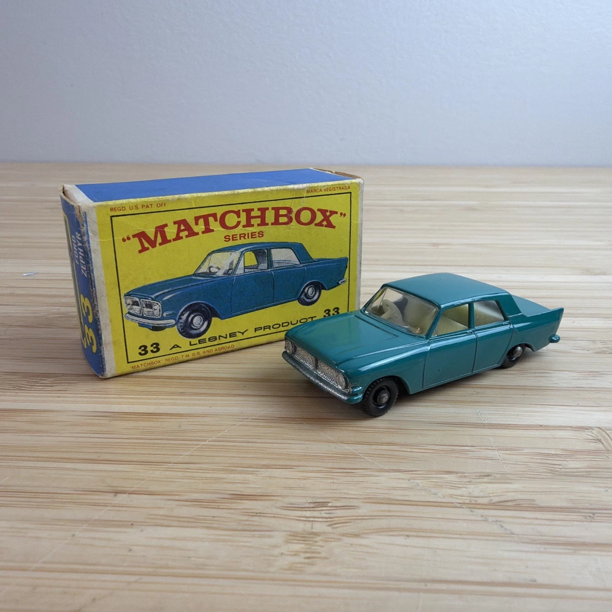 Vintage Matchbox Lesney #33 Ford Zephyr With Grey Wheels With The