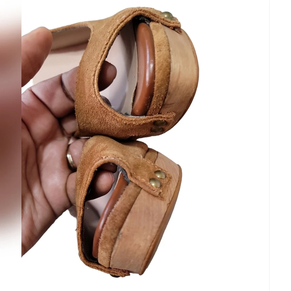 Tacones de aguja Peep-Toe plataforma gamuza marrón colección Zara talla 39 (8) Foto 4 de 4