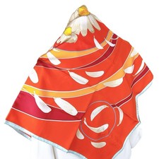 VTG HERMES Carre 90 Silk Scarf "Au Gre du Vent" by Dimitri Rybaltchenko Red Used