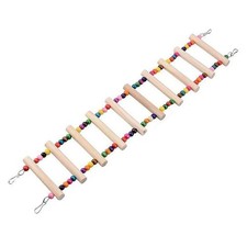 Large Wooden Bird Ladder Bridge Swing Toy for Parrot Budgie Cockatiel Cage L