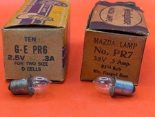 Vintage GE PR6 2.5V .3A Westinghouse PR7 3.8V .3A Flashlight Bulbs