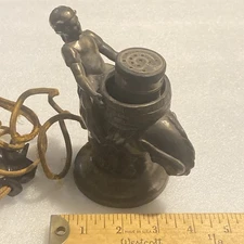AS IS BROKEN LEG, VTG ART DECO SPELTER METAL FIGURAL LADY ELECTRIC TABLE LIGHTER