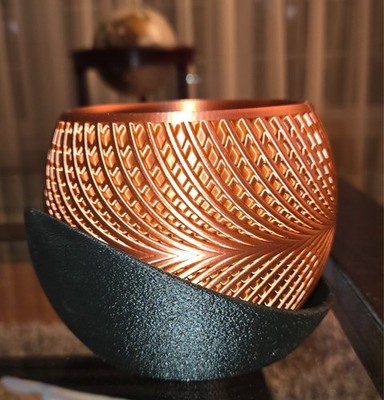 3D Printed Planter Set Medium Copper Black | Indoor Flower Pots with Saucers