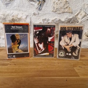 LOT ROD STEWART 3 CASSETTES AUDIO TAPE BLONDES HAVE MORE FUN VAGABOND HEART TBE