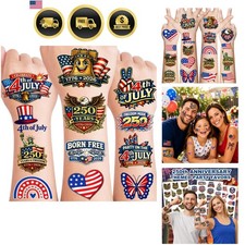 250th Anniversary Temporary Tattoos - 60PCS 4th of July - Patriotic 1776  202...