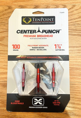 NEW TenPoint EVO-X CenterPunch Broadheads Center Punch 100 Grain 1-7/8'' 500 FPS