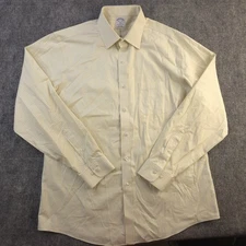 Brooks Brothers Dress Shirt 16.5 4/5 Regent Non Iron Yellow Blue Check Point