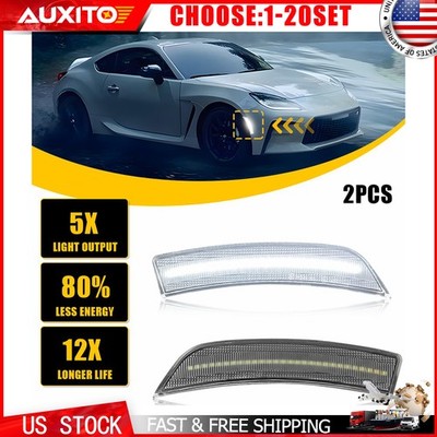 Fit 2022 2023 24 Subaru BRZ Toyota GR86 Clear White LED Front Fender Side 2-10X