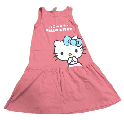 Kleid Gr. 134/140 H&M lachs m. Hello Kitty Print & Schriftzug neuwertig