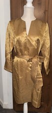 J. CREW Belted Shift Dress Sz S NWT Gold Shimmer V-Neck Pullover