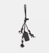 Original COACH T-Rex Rexy Signature Glass Wood tag Glovetaned Leather bag charm