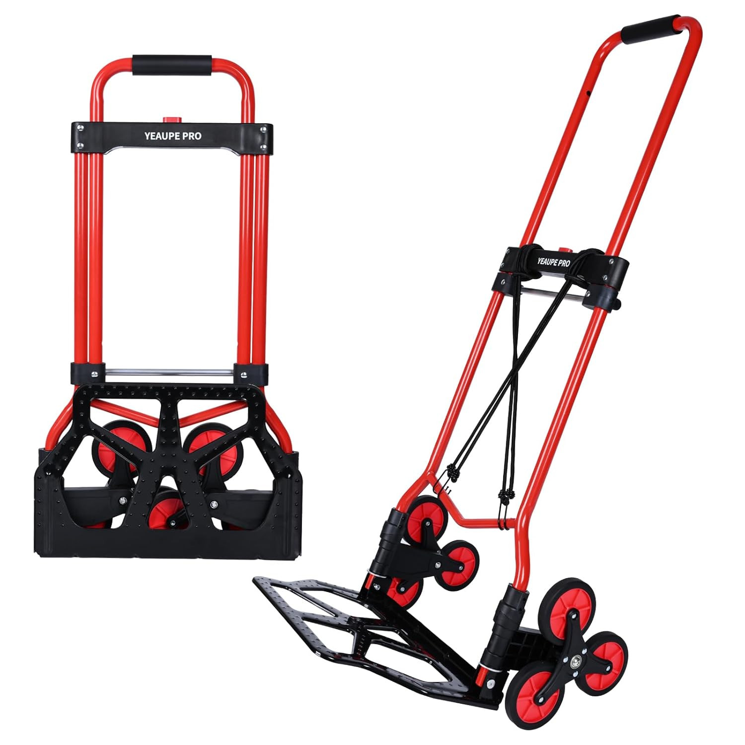 Carrello Saliscale con Manico Telescopico e Ruote Gommate - Salva Schiena