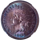 1885 1C MS65 BN NGC TONED COLOR INDIAN HEAD PENNY CENT