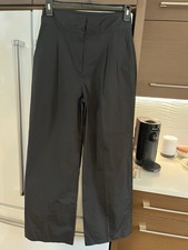 Max Mara Studio  Black Cotton High Waisted Wide Leg Pleated Pants..Sz 10  NWOT